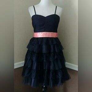 Black Mesh & Lace Short Tiered Fit Flare Modcloth Party Dress Minuet Whimsigoth